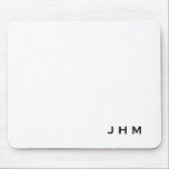 Alfombrilla De Ratón Almohadilla del ratón para el monograma blanco pro<br><div class="desc">El mousepad personalizado presenta un sencillo diseño minimalista monogramado en una moderna paleta de color blanco y negro. Las iniciales del monograma personalizado se presentan en una letra simple y moderna en la esquina inferior derecha. Moderna y elegante almohadilla de ratón personalizada para su oficina, área de trabajo o un...</div>