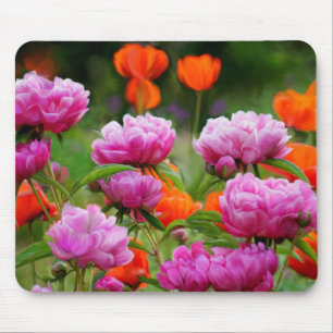 Alfombrilla De Ratón Almohadilla del ratón Peonies rosados y lapiceros 