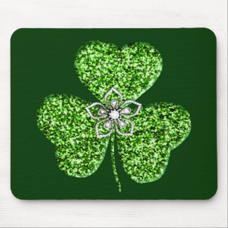 Alfombrilla De Ratón Almohadilla Del Ratón Purpurina Shamrock Y Flower