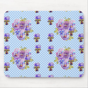 Alfombrilla De Ratón Almohadilla del ratón Shabby Blue Pansy con flores