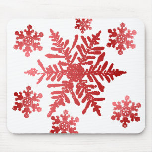 Alfombrilla De Ratón Almohadilla del ratón sobre copos de nieve rojos
