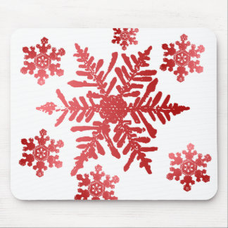 Alfombrilla De Ratón Almohadilla del ratón sobre copos de nieve rojos