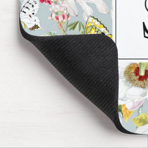 Alfombrilla De Ratón Almohadilla monogramada de ratón azul marposa