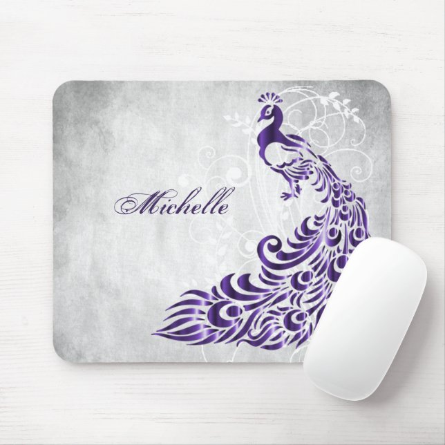 Alfombrilla De Ratón Almohadilla personalizada de ratón Purple Peacock (Con ratón)