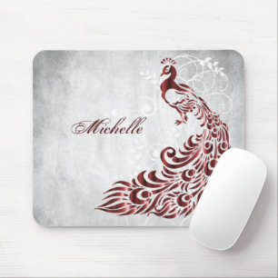 Alfombrilla De Ratón Almohadilla personalizada de ratón Red Peacock