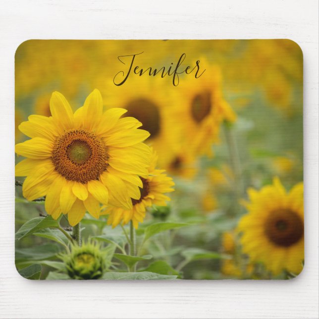 Alfombrilla De Ratón Almohadilla personalizada del ratón girasol Flores (Frente)