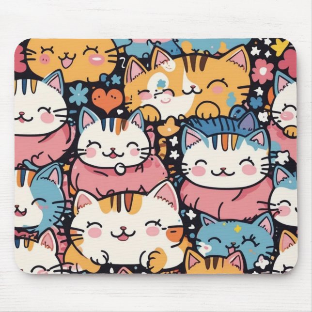 Alfombrilla De Ratón almohadillas de gatos lindas (Frente)