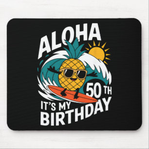 Alfombrilla De Ratón Aloha 50 cumpleaños Hawái Piña Surfing Tropi