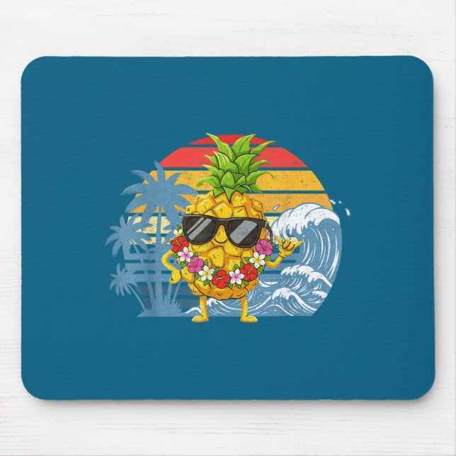 Alfombrilla De Ratón Aloha Hawaiian Pineapple Sign Hawaii Shaka Smile (Frente)