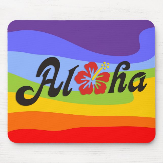 Alfombrilla De Ratón Aloha Hibiscus - diseño de Hawaii plano + tus idea (Frente)