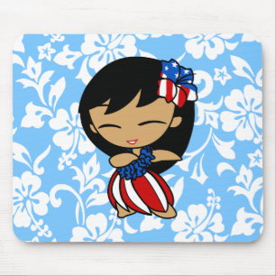Alfombrilla De Ratón Aloha Honeys Patriotic Hula Chica Mousepads
