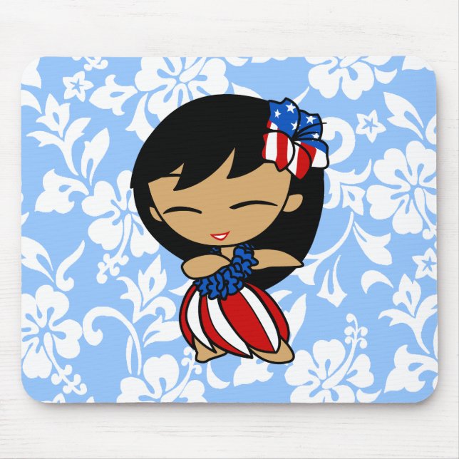Alfombrilla De Ratón Aloha Honeys Patriotic Hula Chica Mousepads (Frente)