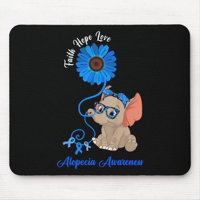 Alfombrilla De Ratón Alopecia Conciencia Elephant Faith Hope Love Sunfl (Frente)