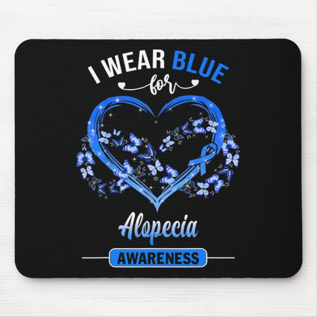 Alfombrilla De Ratón Alopecia Conciencia: Yo Uso Corazón De Mariposa Az (Frente)