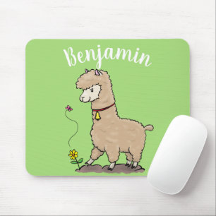 Alfombrilla De Ratón Alpaca feliz con personalizado de mariposa