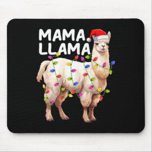 Alfombrilla De Ratón Alpaca Llama Xmas Iluminando Santa Hat Mama Llama 