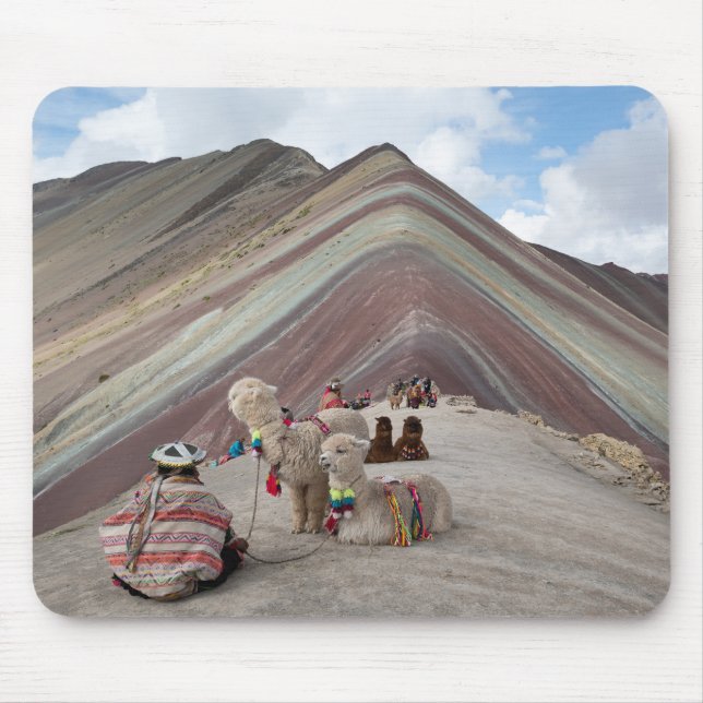 Alfombrilla De Ratón Alpaca on rainbow mountain, Peru (Frente)