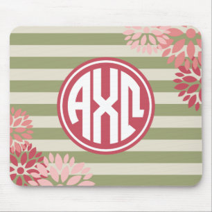 Alfombrilla De Ratón Alpha Chi Omega Patrón de franja de monograma