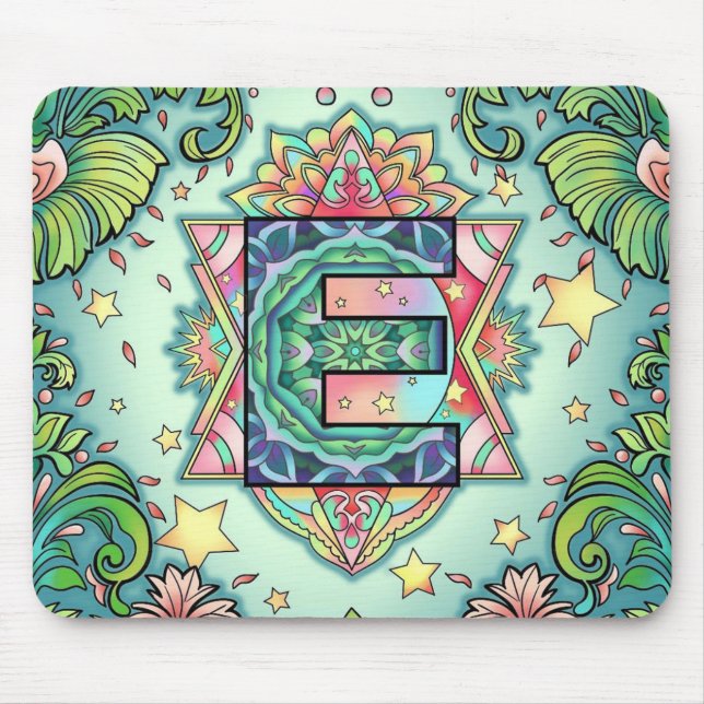 Alfombrilla De Ratón Alphabet E mandala (Frente)