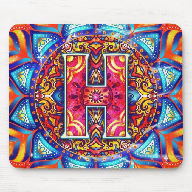 Alfombrilla De Ratón Alphabet H mandala (Frente)