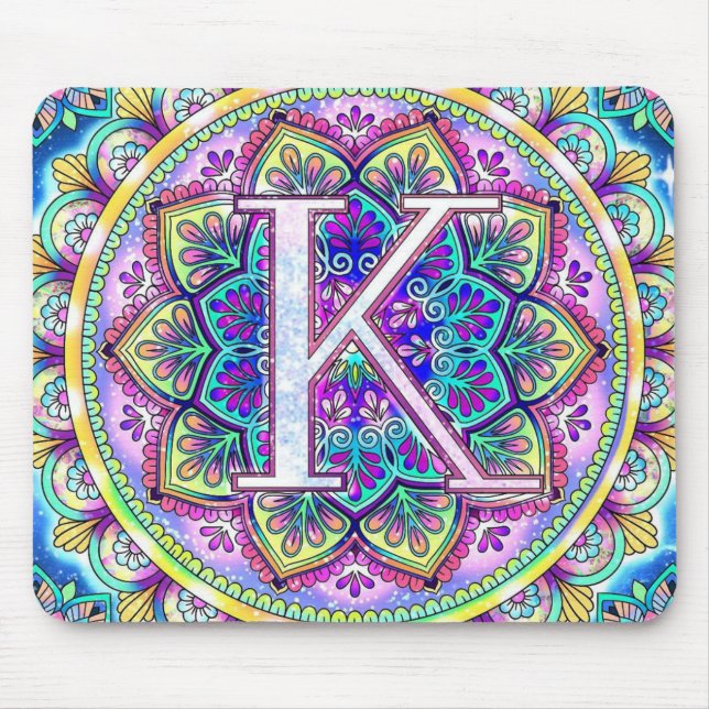 Alfombrilla De Ratón Alphabet K mandala (Frente)