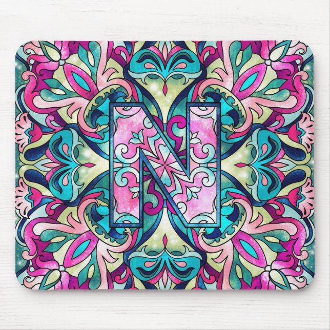 Alfombrilla De Ratón Alphabet N mandala (Frente)