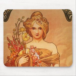 Alfombrilla De Ratón Alphonse (Alfons) Mucha Bouquet Mousepad