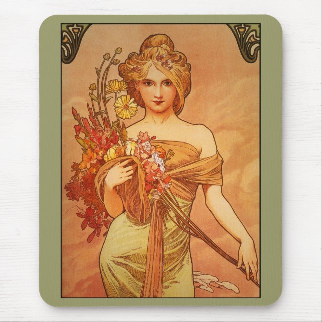 Alfombrilla De Ratón Alphonse (Alfons) Mucha Buquet Mousepad (Frente)