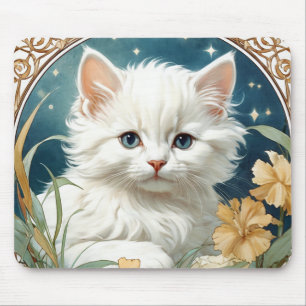 Alfombrilla De Ratón Alphonse Mucha Art Nouveau Kitten