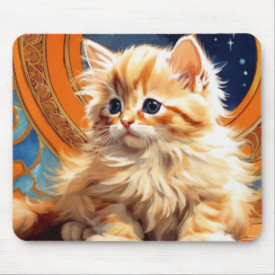 Alfombrilla De Ratón Alphonse Mucha Art Nouveau Naranja Cat