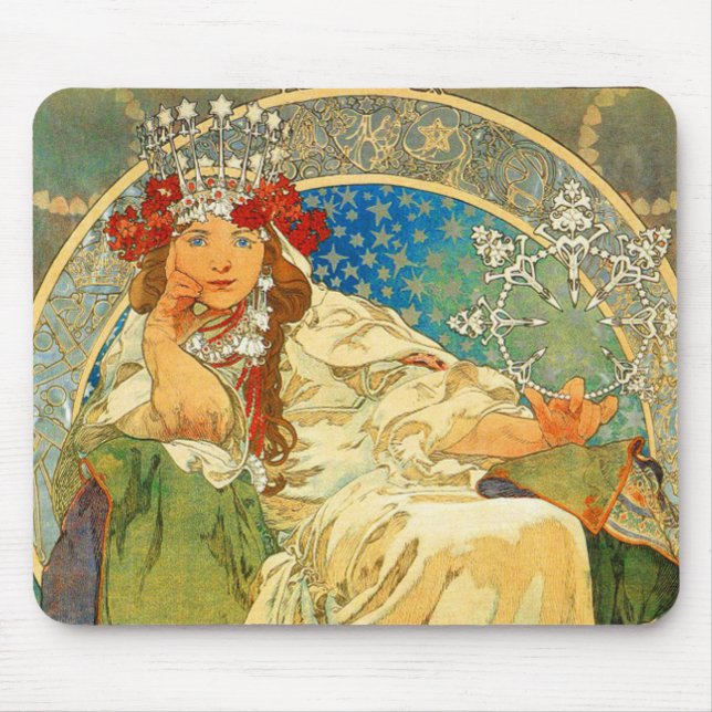 Alfombrilla De Ratón Alphonse Mucha Art Nouveau Princess Hyacinth (Frente)