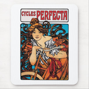 Alfombrilla De Ratón Alphonse Mucha - Cycles Perfecta Arte Retro Nouvea