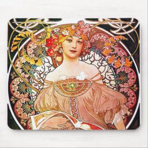 Alfombrilla De Ratón Alphonse Mucha Daydream Floral Vintau Art Nouveau