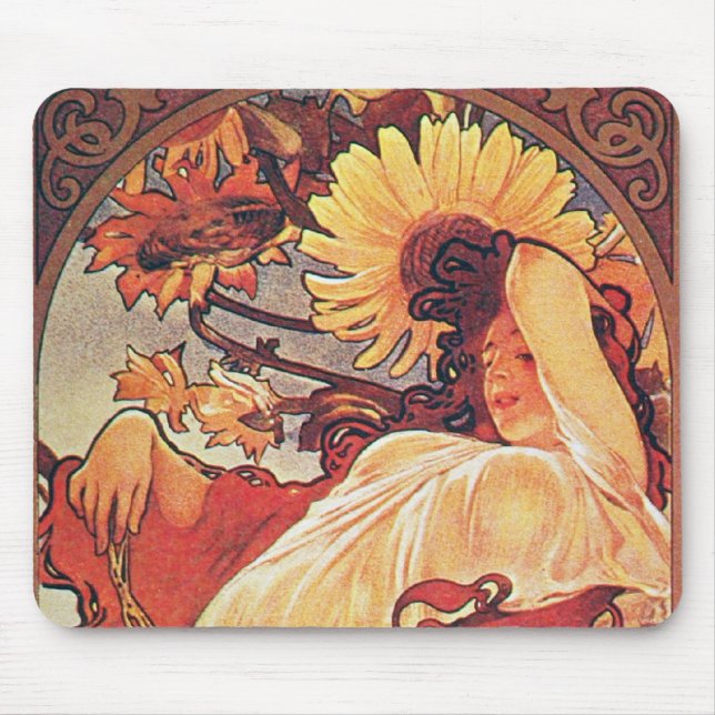Alfombrilla De Ratón Alphonse Mucha Sunflower (Frente)