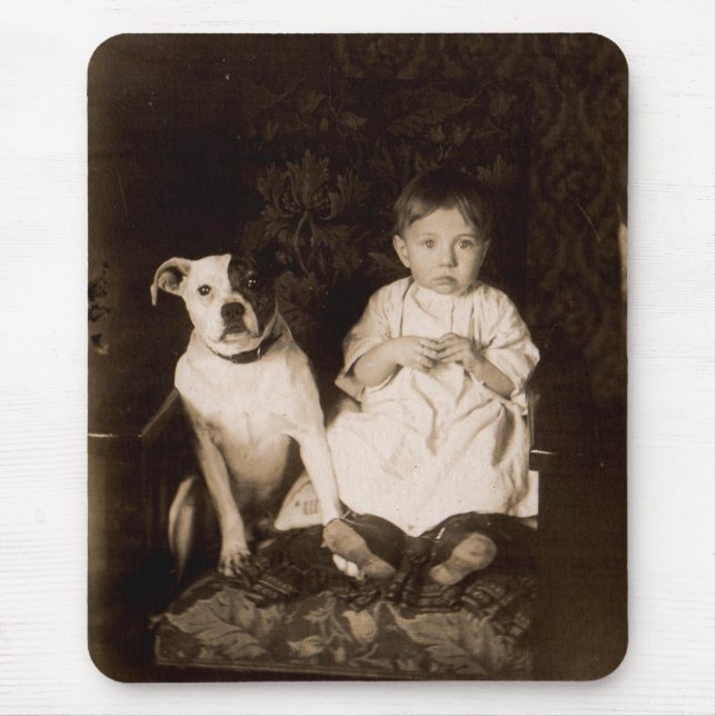 Alfombrilla De Ratón alrededor de 1910 pitbull y baby RPPC (Frente)