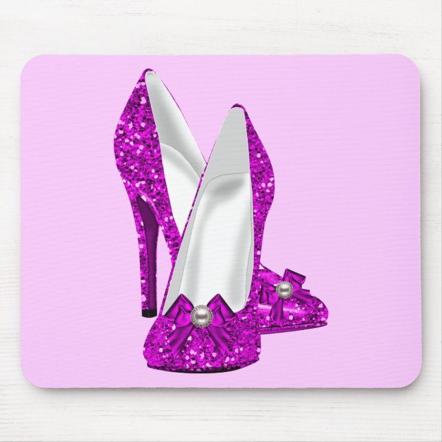 Alfombrilla De Ratón Altos zapatos tacones Stileto Purpurina Rosa (Frente)