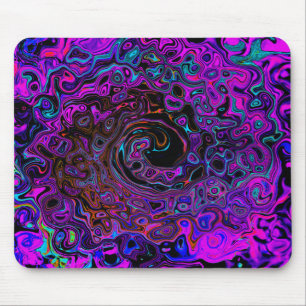 Alfombrilla De Ratón Alucinante Remolino Líquido Retro Negro y Magenta
