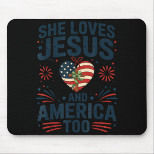 Alfombrilla De Ratón Ama a Jesús y a Estados Unidos también bandera ame