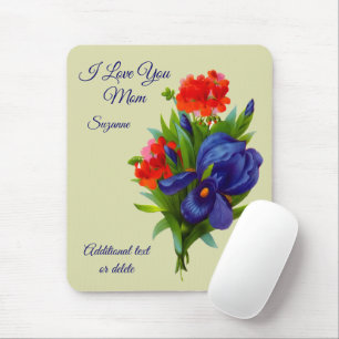 Alfombrilla De Ratón Ama Mamá Iris Flor Bouquet Personalizado