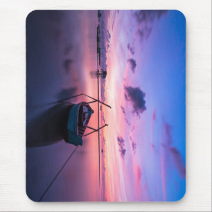 Alfombrilla De Ratón amanecer, barco, barco de remo