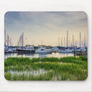 Alfombrilla De Ratón Amanecer de los barcos del puerto de Charleston