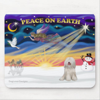 Alfombrilla De Ratón Amanecer de Navidad - Terrier Tibetano Blanco