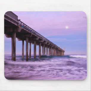 Alfombrilla De Ratón Amanecer morado sobre el muelle, California