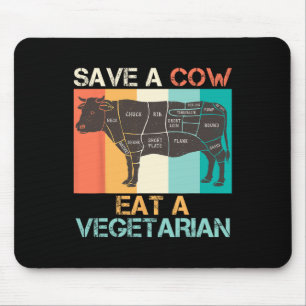 Alfombrilla De Ratón Amante de la carne salva una vaca come vegetariano