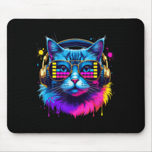 Alfombrilla De Ratón Amante De La Música De Gato De Rainbow Dj Para El