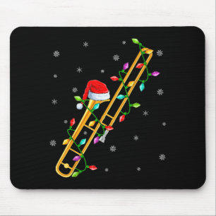 Alfombrilla De Ratón Amante de la música de trombón luces de Navidad Sa