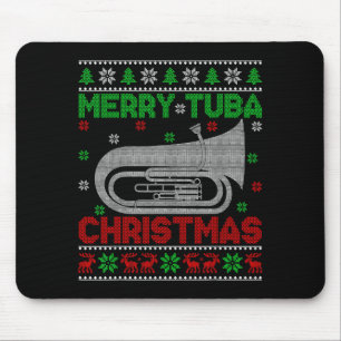 Alfombrilla De Ratón Amante de la música de tuba luces de Navidad feo a
