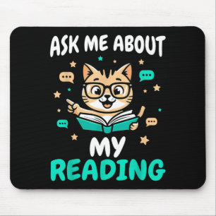 Alfombrilla De Ratón Amante de libros de gatos - maestro leyendo - homb
