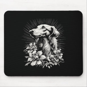 Alfombrilla De Ratón Amante de perro Borzoi de estilo de tatuaje retro