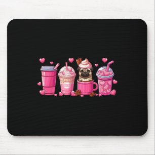 Alfombrilla De Ratón Amante del café Pug Inside Cup Día de San Valentín